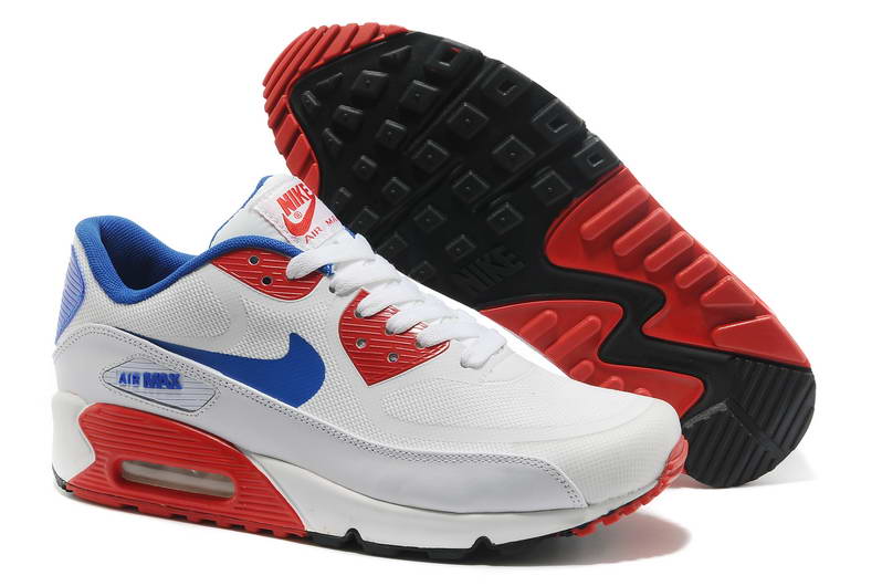 Nike Air Max 90 Chaussures Hommes Pre Tape Blanc Bleu Rouge